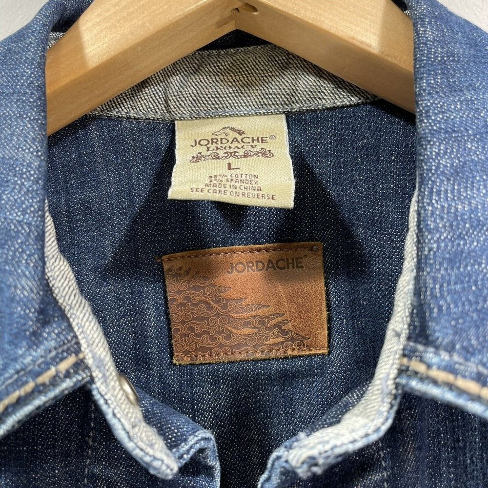 JORDACHE Women's L Blue Jean Denim Jacket Button Stitching Wash Detail Vintage - Picture 3 of 12